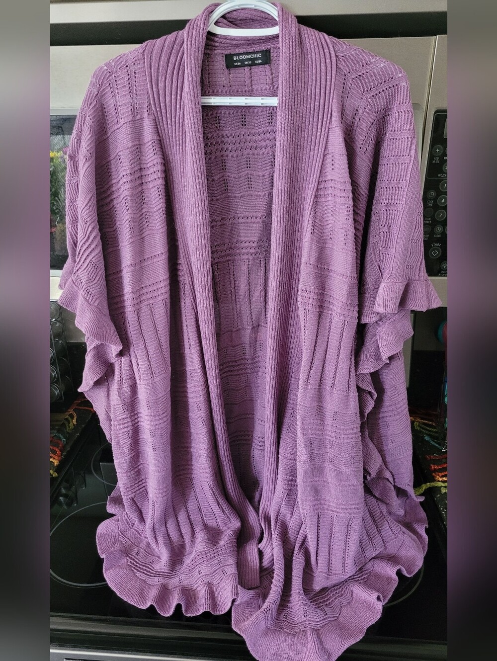 BloomChic Open-Front Ruffle Cardigan - Lavender Purple